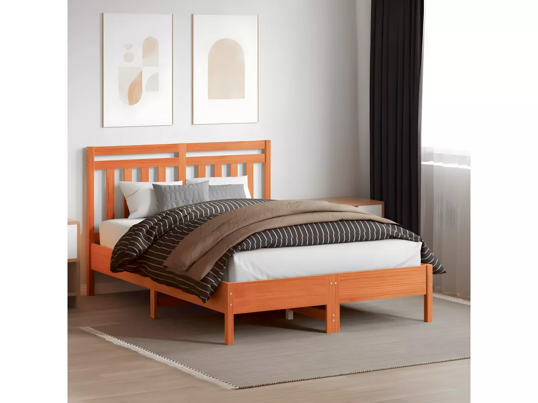 Kauf Unique Kopfteil Wachsbraun 135 cm Massivholz Kiefer Letzte 2 Tage