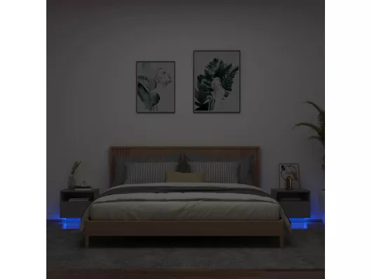 Kauf Unique Nachttische mit LED-Leuchten 2 Stk. Schwarz 40x39x37 cm