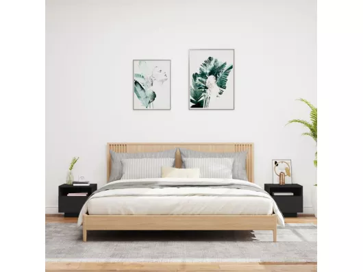 Kauf Unique Nachttische mit LED-Leuchten 2 Stk. Schwarz 40x39x37 cm Bis zu 65% Rabatt