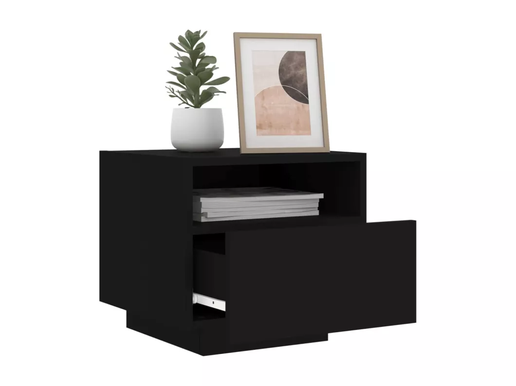 Kauf Unique Nachttische mit LED-Leuchten 2 Stk. Schwarz 40x39x37 cm Bis zu 65% Rabatt