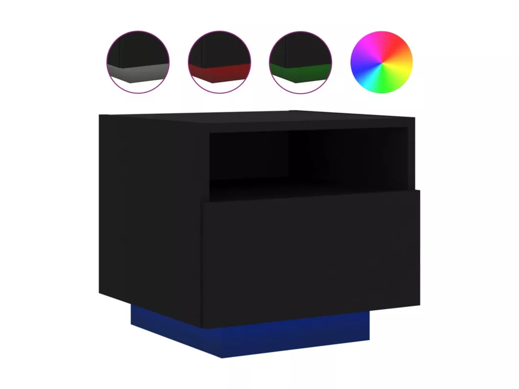 Kauf Unique Nachttische mit LED-Leuchten 2 Stk. Schwarz 40x39x37 cm Bis zu 65% Rabatt
