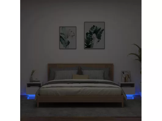 Kauf Unique Nachttische mit LED-Leuchten 2 Stk. Weiß 40x39x37 cm