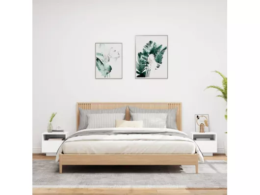 Kauf Unique Nachttische mit LED-Leuchten 2 Stk. Weiß 40x39x37 cm Nur für heute