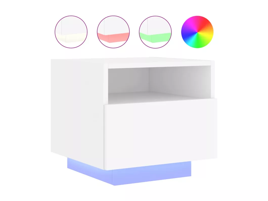 Kauf Unique Nachttische mit LED-Leuchten 2 Stk. Weiß 40x39x37 cm Nur für heute