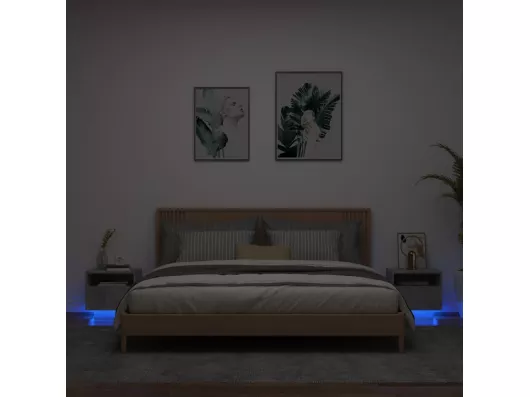 Kauf Unique Nachttische mit LED-Leuchten 2 Stk. Betongrau 40x39x37 cm