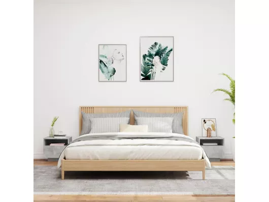 Kauf Unique Nachttische mit LED-Leuchten 2 Stk. Betongrau 40x39x37 cm Vierteljährliche Förderung
