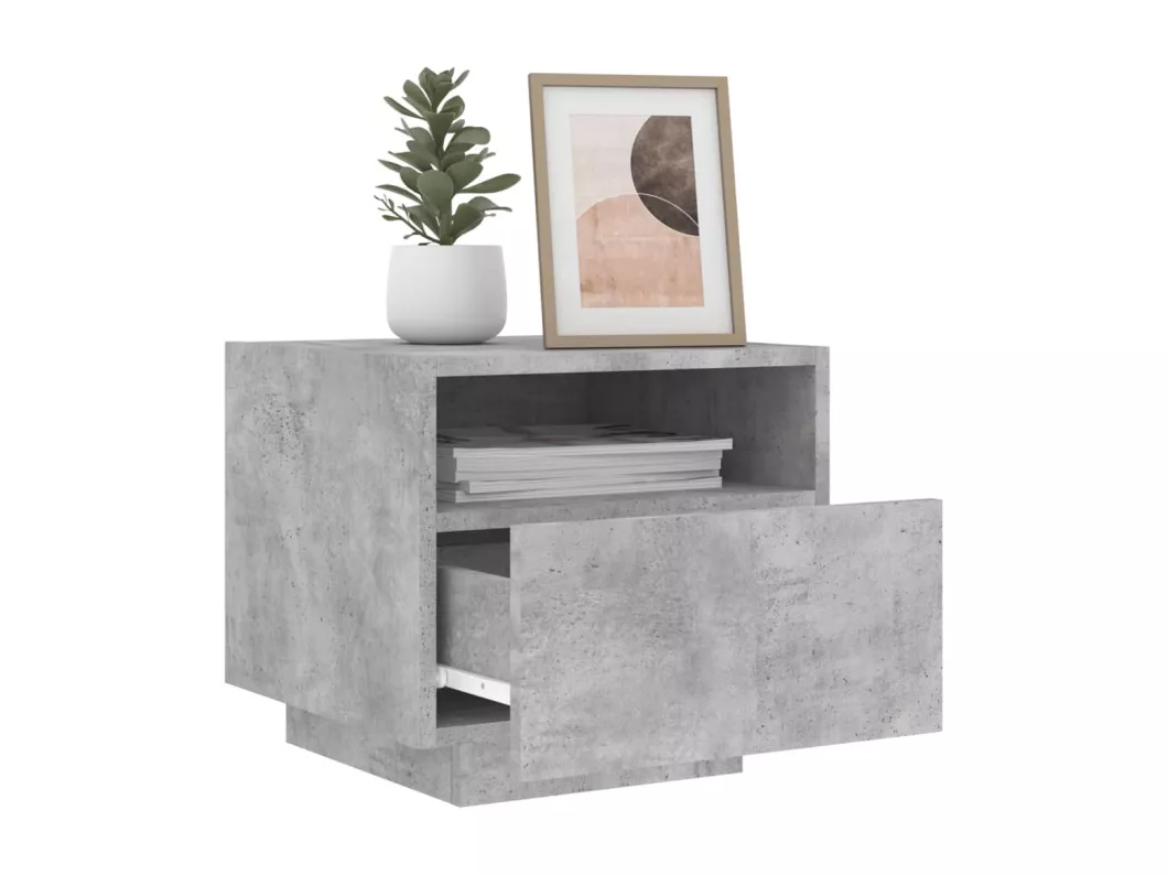 Kauf Unique Nachttische mit LED-Leuchten 2 Stk. Betongrau 40x39x37 cm Vierteljährliche Förderung