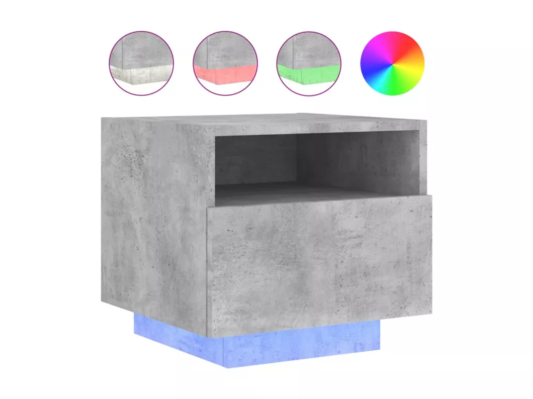 Kauf Unique Nachttische mit LED-Leuchten 2 Stk. Betongrau 40x39x37 cm Vierteljährliche Förderung