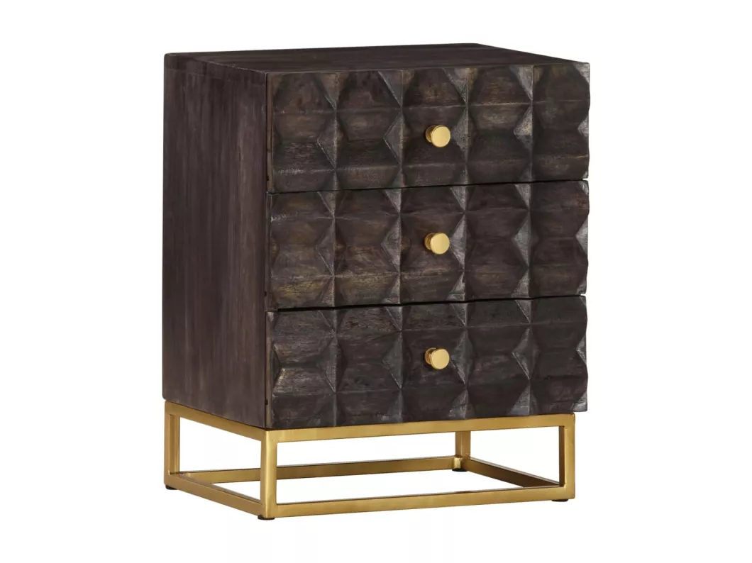 Kauf Unique Nachttisch Schwarz 40x30x50 cm Massivholz Mango