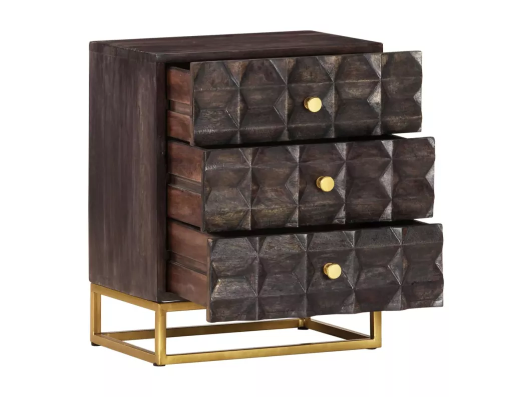 Kauf Unique Nachttisch Schwarz 40x30x50 cm Massivholz Mango Nur noch ein Tag übrig