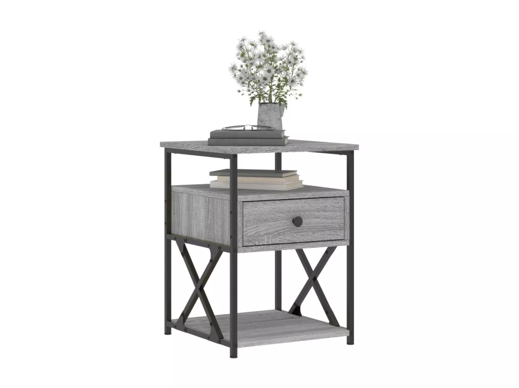 Kauf Unique Nachttisch Grau Sonoma-Eiche 40x42x55 cm Holzwerkstoff Riesige Rabatte