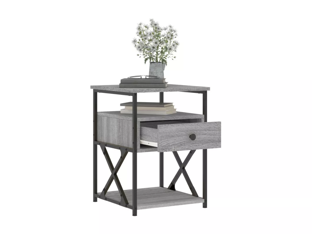 Kauf Unique Nachttisch Grau Sonoma-Eiche 40x42x55 cm Holzwerkstoff Riesige Rabatte