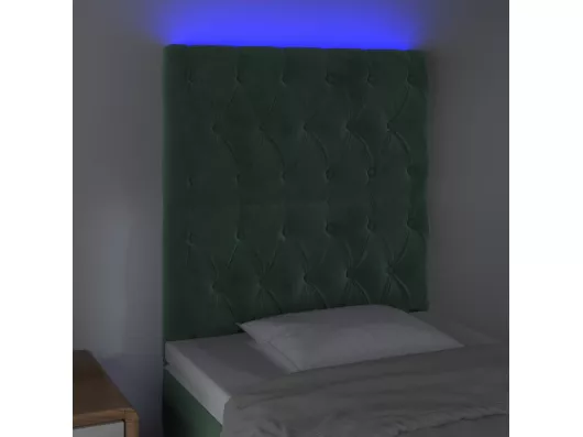 Kauf Unique LED Kopfteil Dunkelgrün 80x7x118/128 cm Samt Begrenzt auf 3 Tage