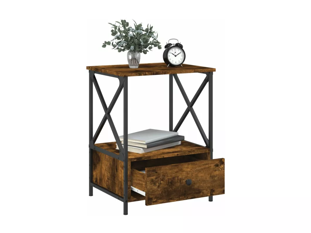 Kauf Unique Nachttisch Räuchereiche 50x41x65 cm Holzwerkstoff Black Friday Preise