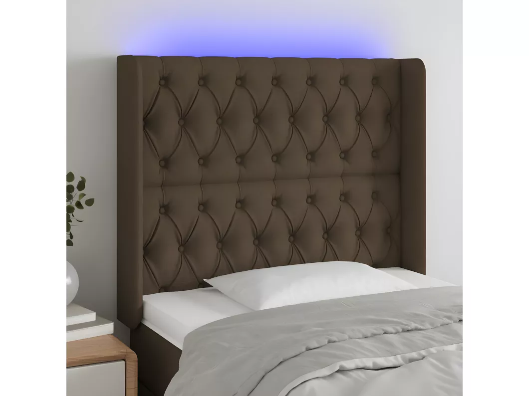Kauf Unique LED Kopfteil Dunkelbraun 103x16x118/128 cm Stoff