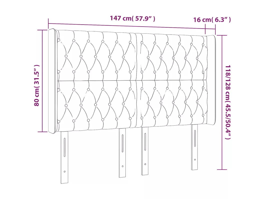 Kauf Unique LED Kopfteil Grün 147x16x118/128 cm Stoff Outlet