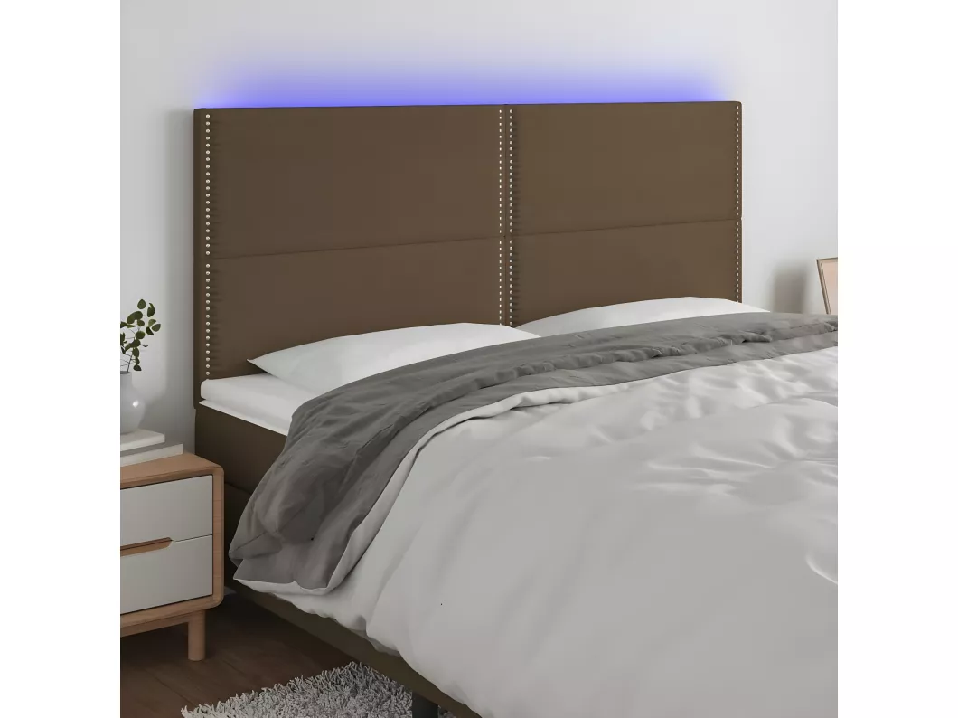 Kauf Unique LED Kopfteil Dunkelbraun 180x5x118/128 cm Stoff Hotsell