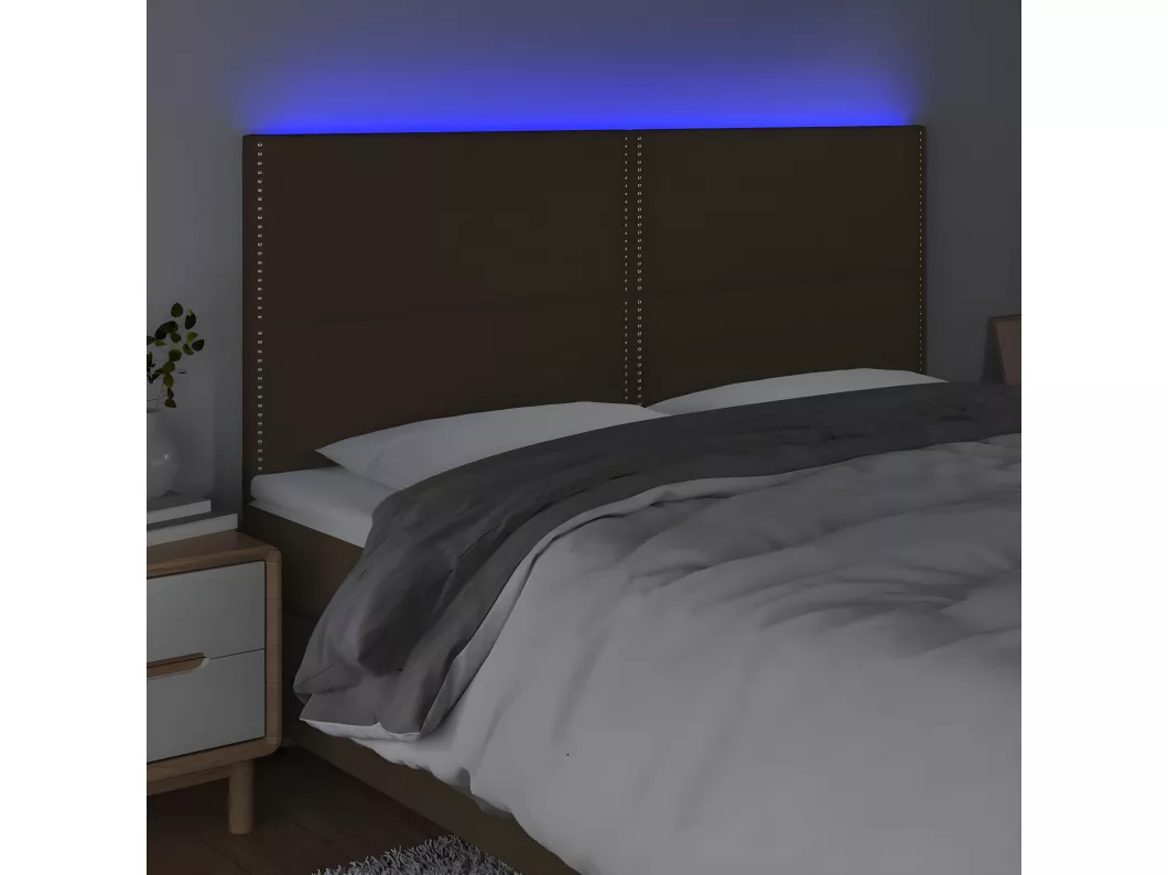 Kauf Unique LED Kopfteil Dunkelbraun 180x5x118/128 cm Stoff Hotsell
