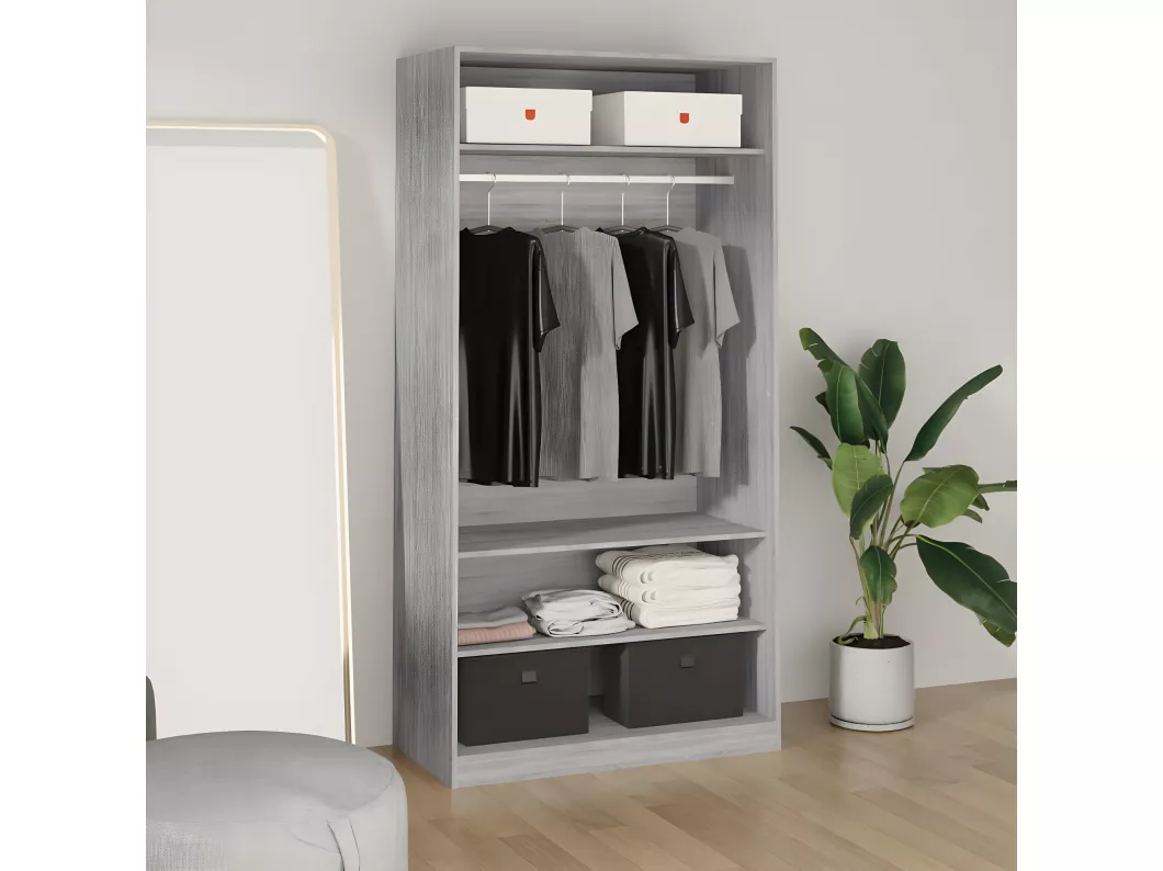 Kauf Unique Kleiderschrank Grau Sonoma 100x50x200 cm Holzwerkstoff Fabrikpreis