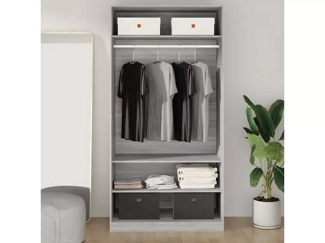 Kauf Unique Kleiderschrank Grau Sonoma 100x50x200 cm Holzwerkstoff Fabrikpreis