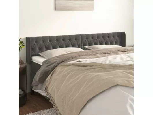 Kauf Unique Kopfteil mit Ohren Dunkelgrau 203x16x78/88 cm Samt