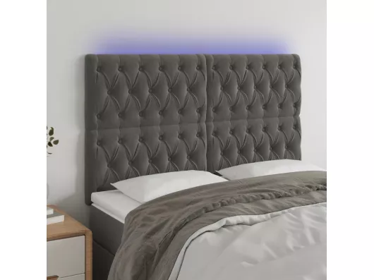 Kauf Unique LED Kopfteil Dunkelgrau 160x7x118/128 cm Samt
