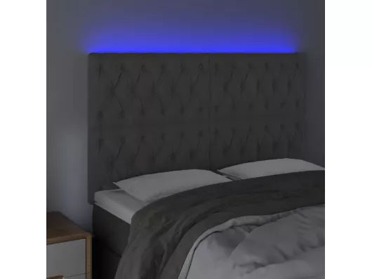 Kauf Unique LED Kopfteil Dunkelgrau 160x7x118/128 cm Samt Online Shopping