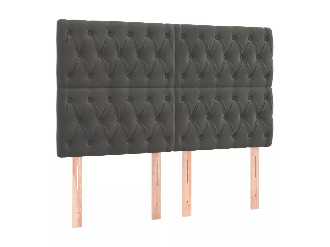 Kauf Unique LED Kopfteil Dunkelgrau 160x7x118/128 cm Samt Online Shopping