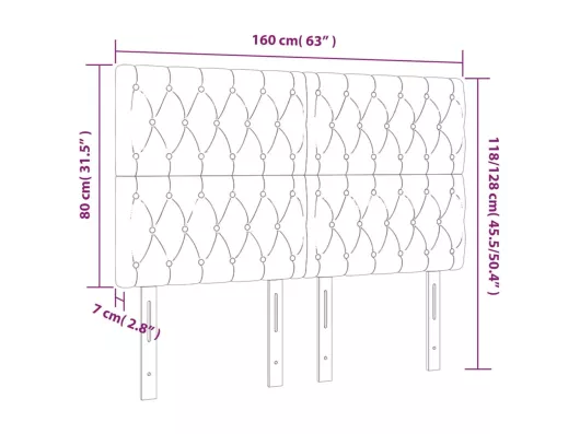 Kauf Unique LED Kopfteil Dunkelgrau 160x7x118/128 cm Samt Online Shopping