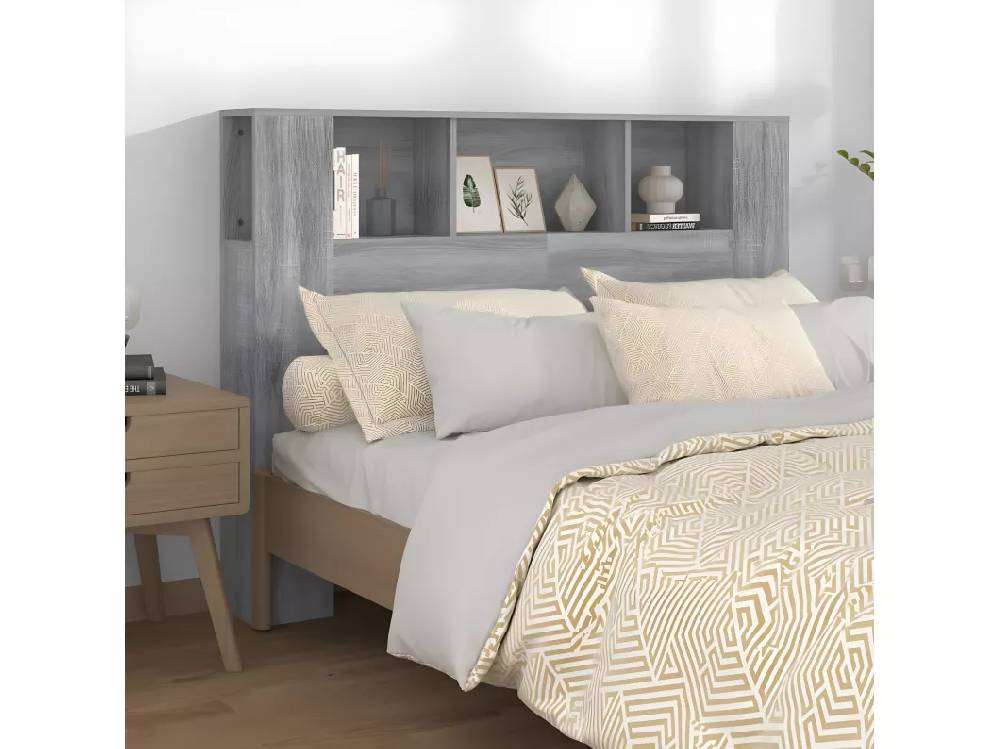Kauf Unique Kopfteil mit Ablagen Grau Sonoma 140x18,5x104,5 cm