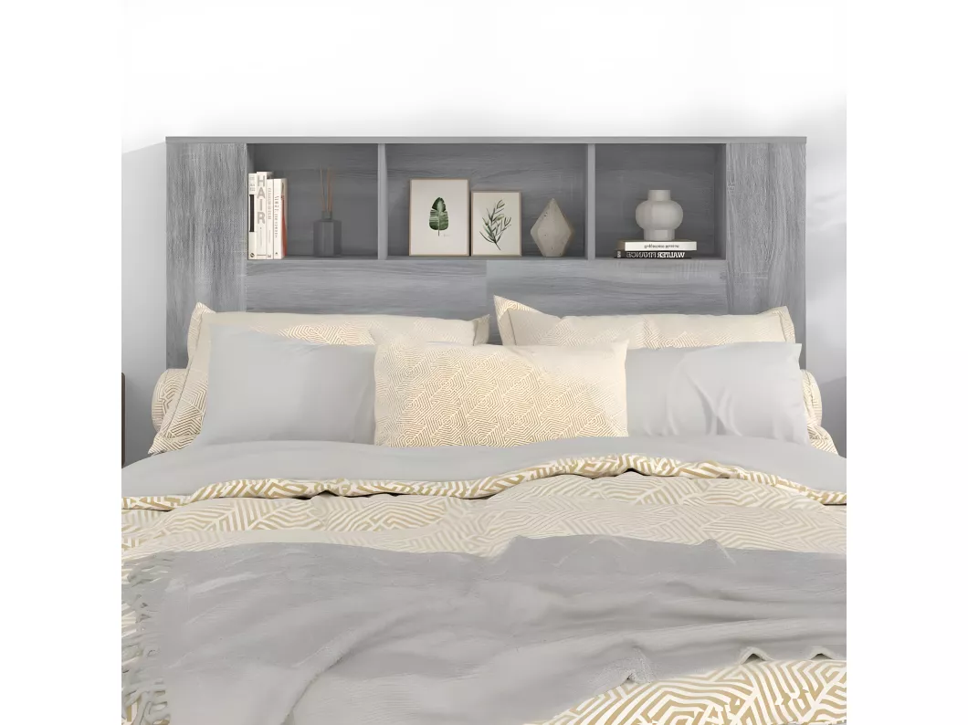 Kauf Unique Kopfteil mit Ablagen Grau Sonoma 140x18,5x104,5 cm Exklusivangebot