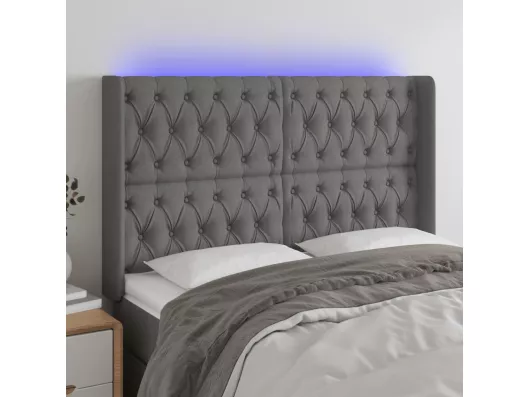 Kauf Unique LED Kopfteil Dunkelgrau 163x16x118/128 cm Stoff Saisonschlussverkauf