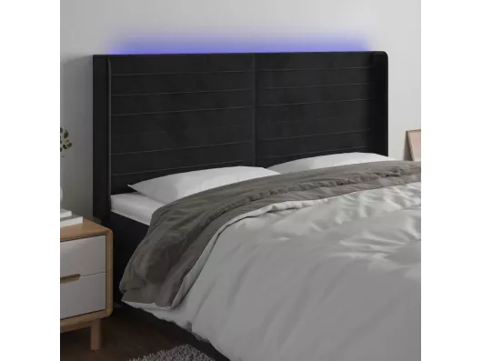 Kauf Unique LED Kopfteil Schwarz 203x16x118/128 cm Samt Weihnachtsangebot
