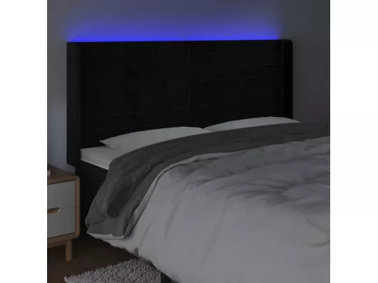 Kauf Unique LED Kopfteil Schwarz 203x16x118/128 cm Samt Weihnachtsangebot