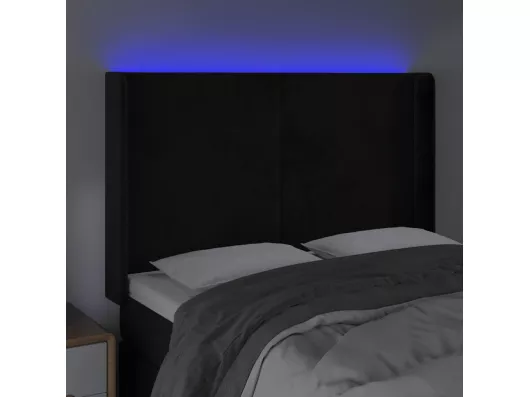 Kauf Unique LED Kopfteil Schwarz 147x16x118/128 cm Samt Osterangebot