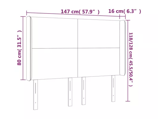 Kauf Unique LED Kopfteil Schwarz 147x16x118/128 cm Samt Osterangebot