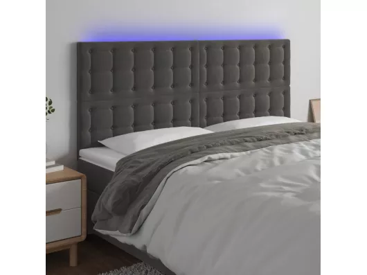 Kauf Unique LED Kopfteil Dunkelgrau 180x5x118/128 cm Samt Muttertagsangebot