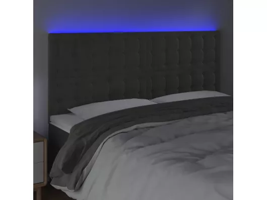 Kauf Unique LED Kopfteil Dunkelgrau 180x5x118/128 cm Samt Muttertagsangebot