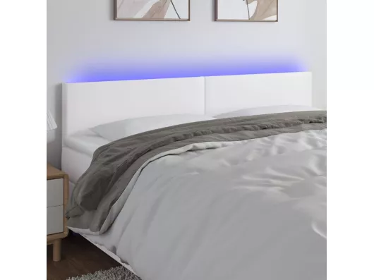 Kauf Unique LED Kopfteil Weiß 180x5x78/88 cm Kunstleder Heißer Verkauf
