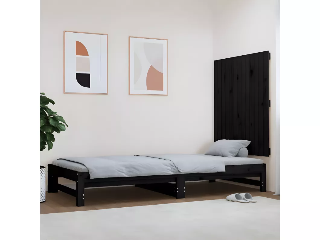 Kauf Unique Wand-Kopfteil Schwarz 82,5x3x90 cm Massivholz Kiefer