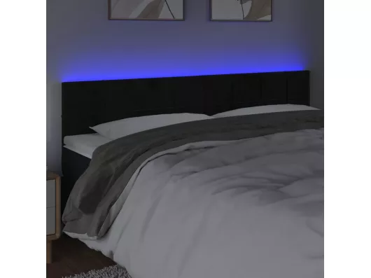 Kauf Unique LED Kopfteil Schwarz 200x5x78/88 cm Samt Online Outlet