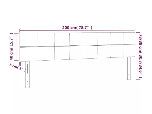 Kauf Unique LED Kopfteil Schwarz 200x5x78/88 cm Samt Online Outlet