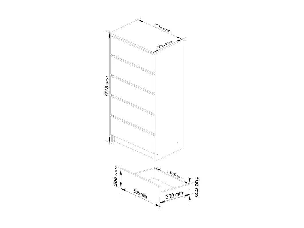 Kauf Unique Kommode AKORD K60 Eiche Artisan 60 cm 5 Schubladen Front Weiß B60 x H121 x T40 cm Zeitbegrenzte Promotion