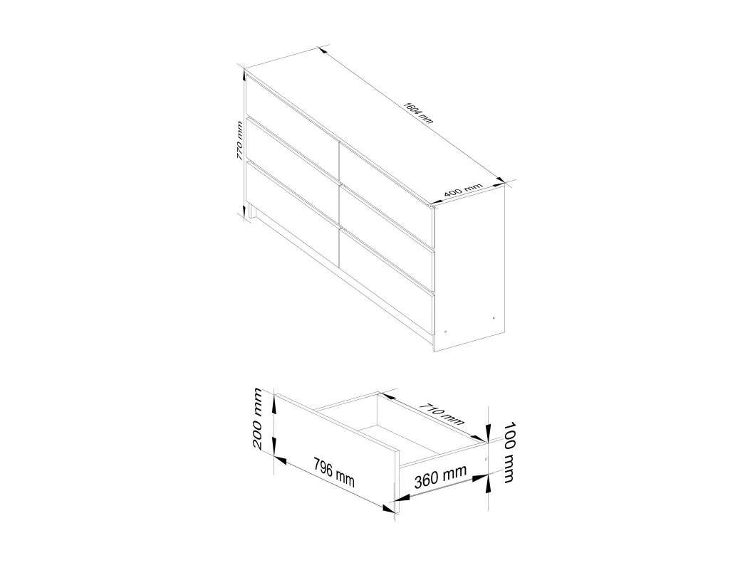 Kauf Unique Kommode AKORD K160 Sonoma-Eiche 160 cm 6 Schubladen B160 x H77 x T40 cm Bis zu 50% Rabatt