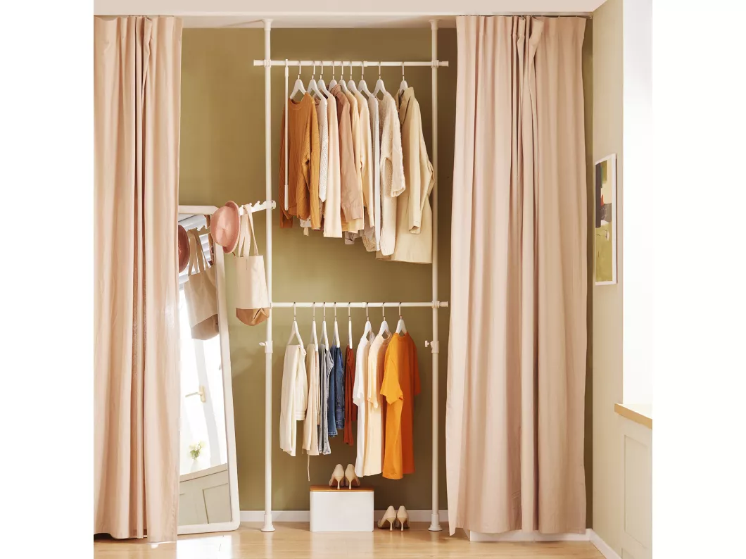 Kauf Unique Teleskop Garderoben System FRG109-W 113 x 285 x 27 cm Weiß Bis zu 60% Rabatt