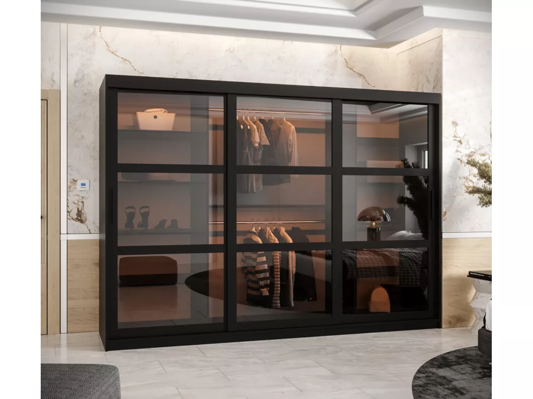 Kauf Unique SCHWEBETÜRENSCHRANK DOME 200/250/62 3-türig (Schwarz) Discount Store für neue Produkte