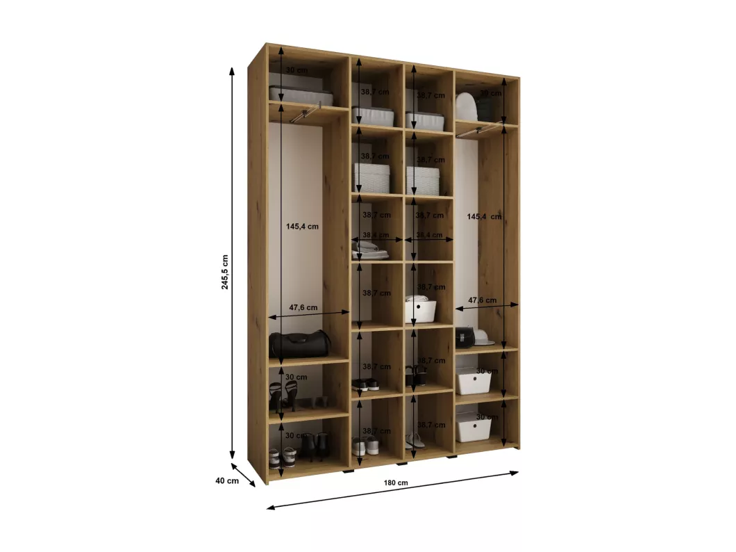 Kauf Unique Drehtürenschrank Como 1 245,5/180/40 4-türig (Weiß/Gold) Nur noch ein Tag übrig