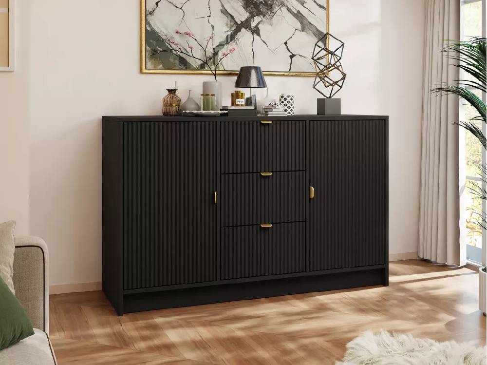 Kauf Unique Kombikommode - 118x40x75 cm - Schwarz Velvet - Tireno 2D3SZ