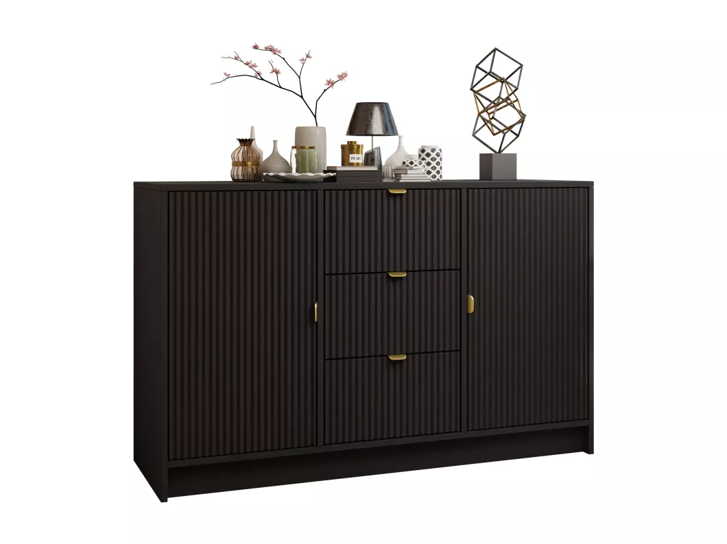 Kauf Unique Kombikommode - 118x40x75 cm - Schwarz Velvet - Tireno 2D3SZ 50% Rabatt mit kostenlosem Versand