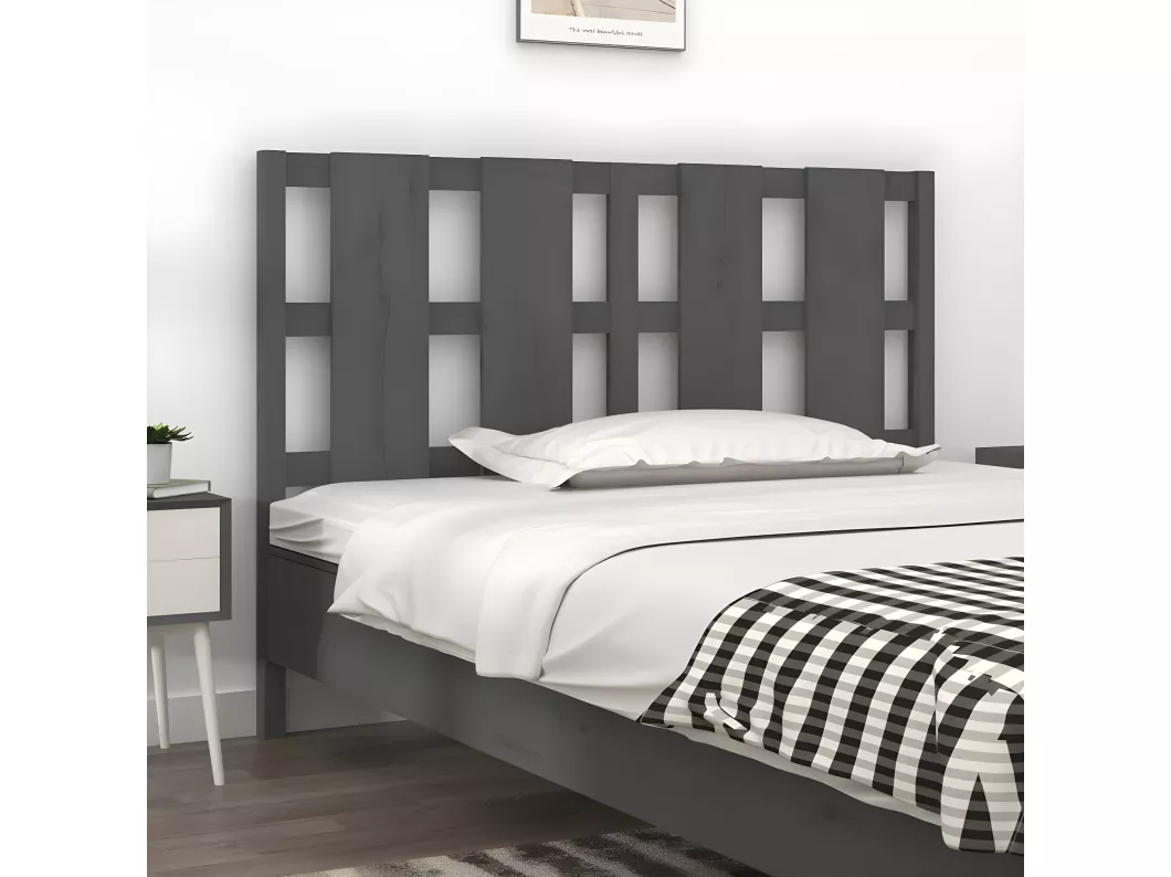 Kauf Unique Bett-Kopfteil Grau 145,5x4x100 cm Massivholz Kiefer